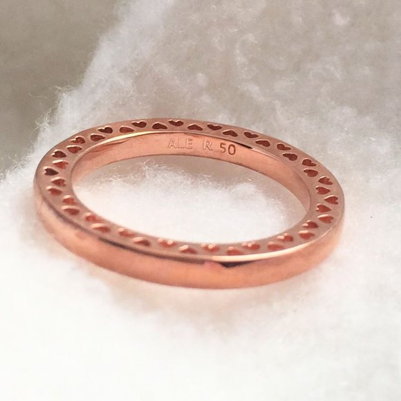 CLEARANCE!! Pandora Rose Gold CLASSIC HEARTS Ring 50, 54, 58mm - Picture 3 of 5